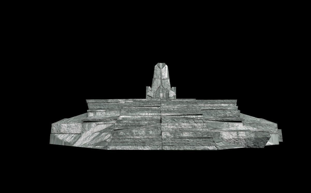 Low Poly Stone Throne Low-poly 3D model_1