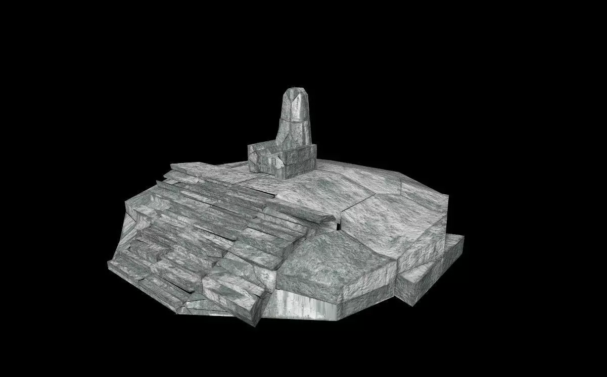 Low Poly Stone Throne Low-poly 3D model_0