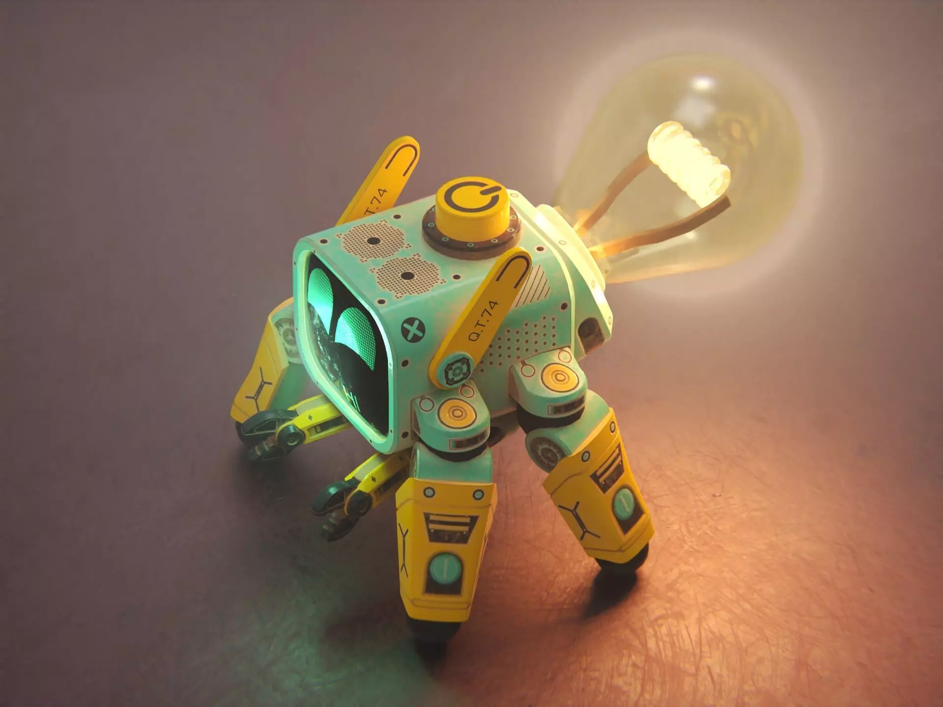 Cute Bot - lampy Low-poly 3D model