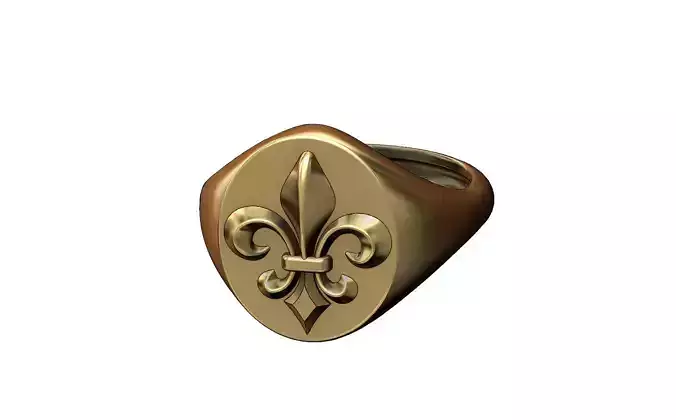 Royal lily Lys flower Fleur de lys signet ring N09