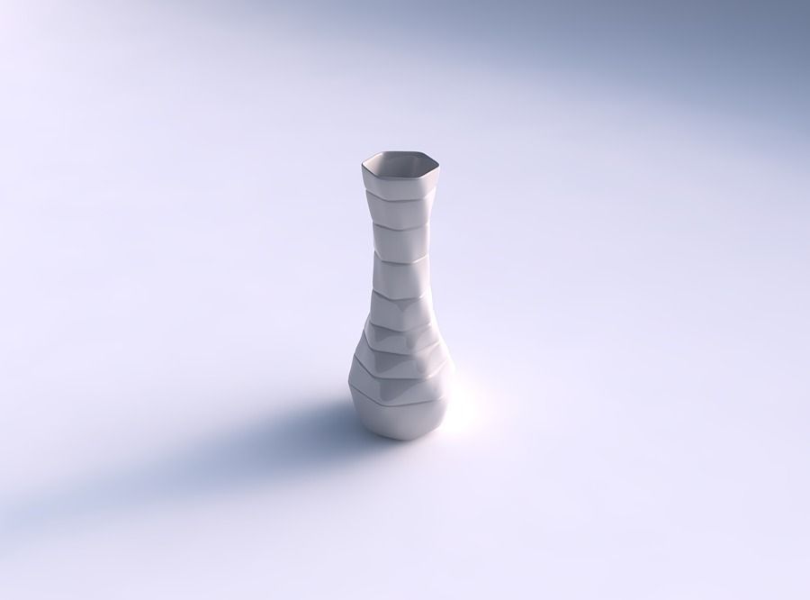 Vase twisted larger opening hexagon with smooth horizontal de... 3D print model_0