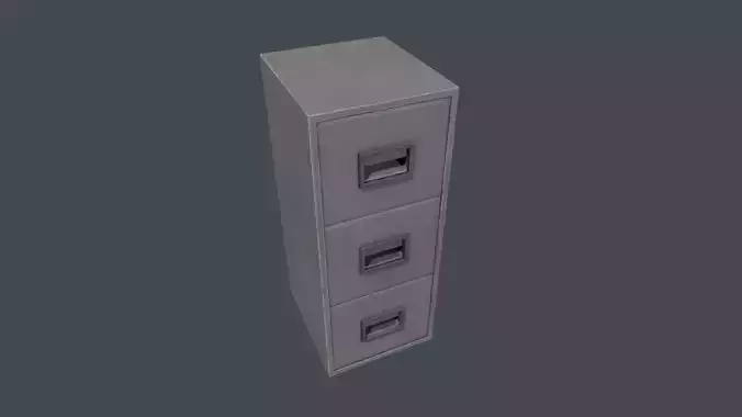 Tall Grey Three Drawer Filing Cabinet