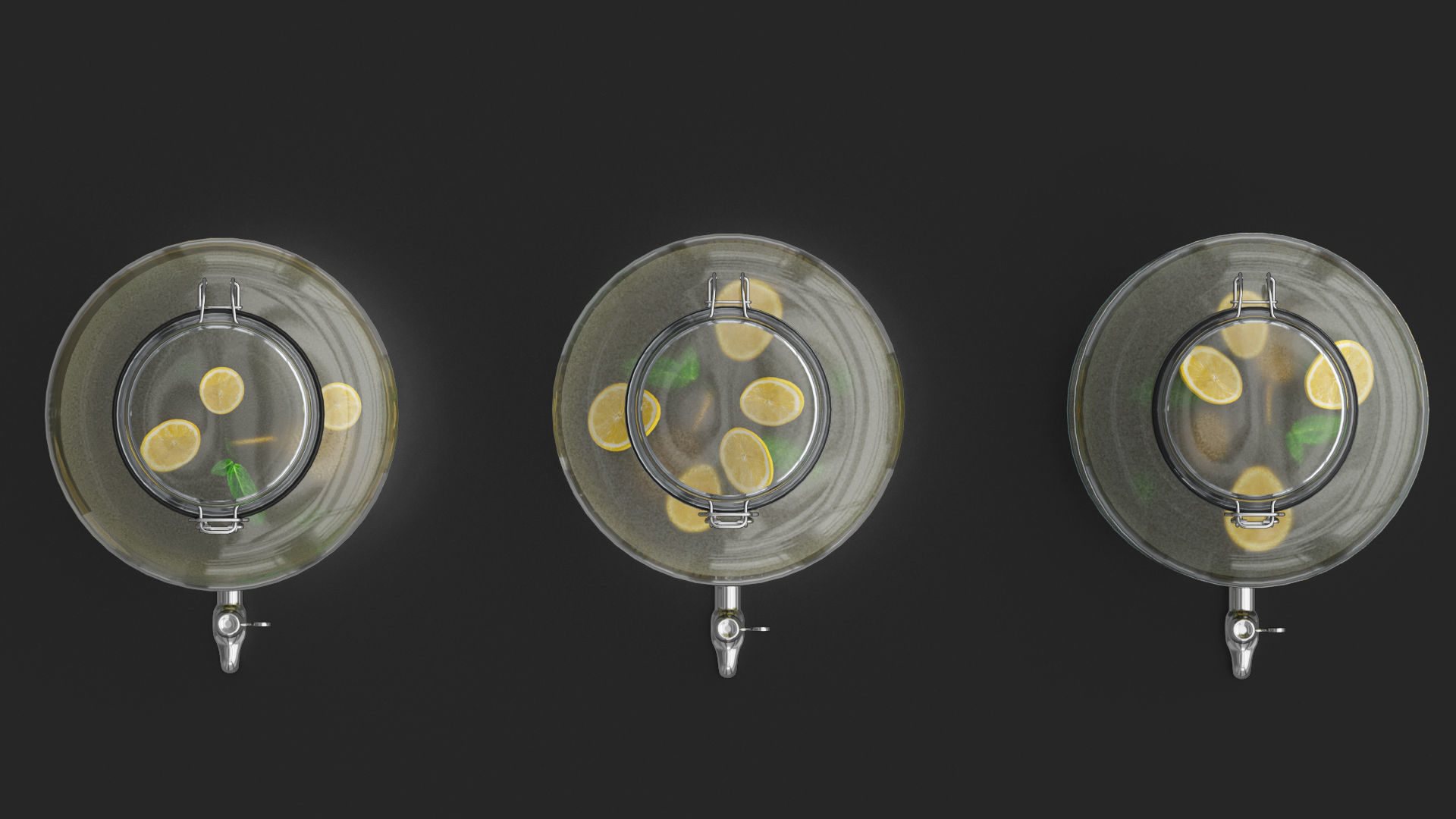  Glass jars  dispensers with a tap and lemonade 3D model_6