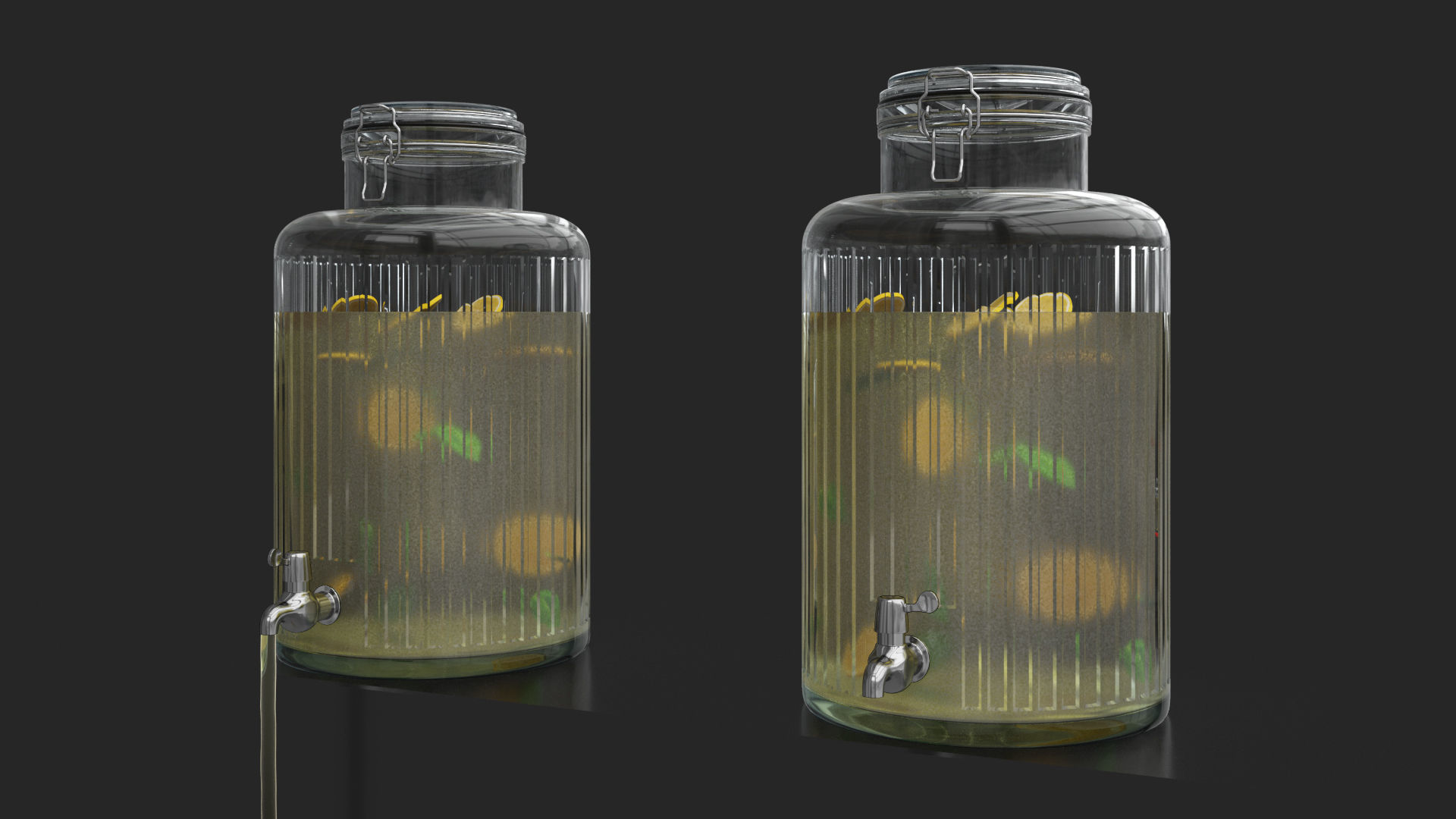  Glass jars  dispensers with a tap and lemonade 3D model_7