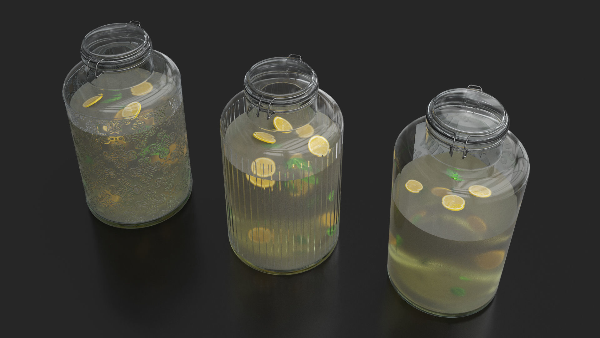  Glass jars  dispensers with a tap and lemonade 3D model_4