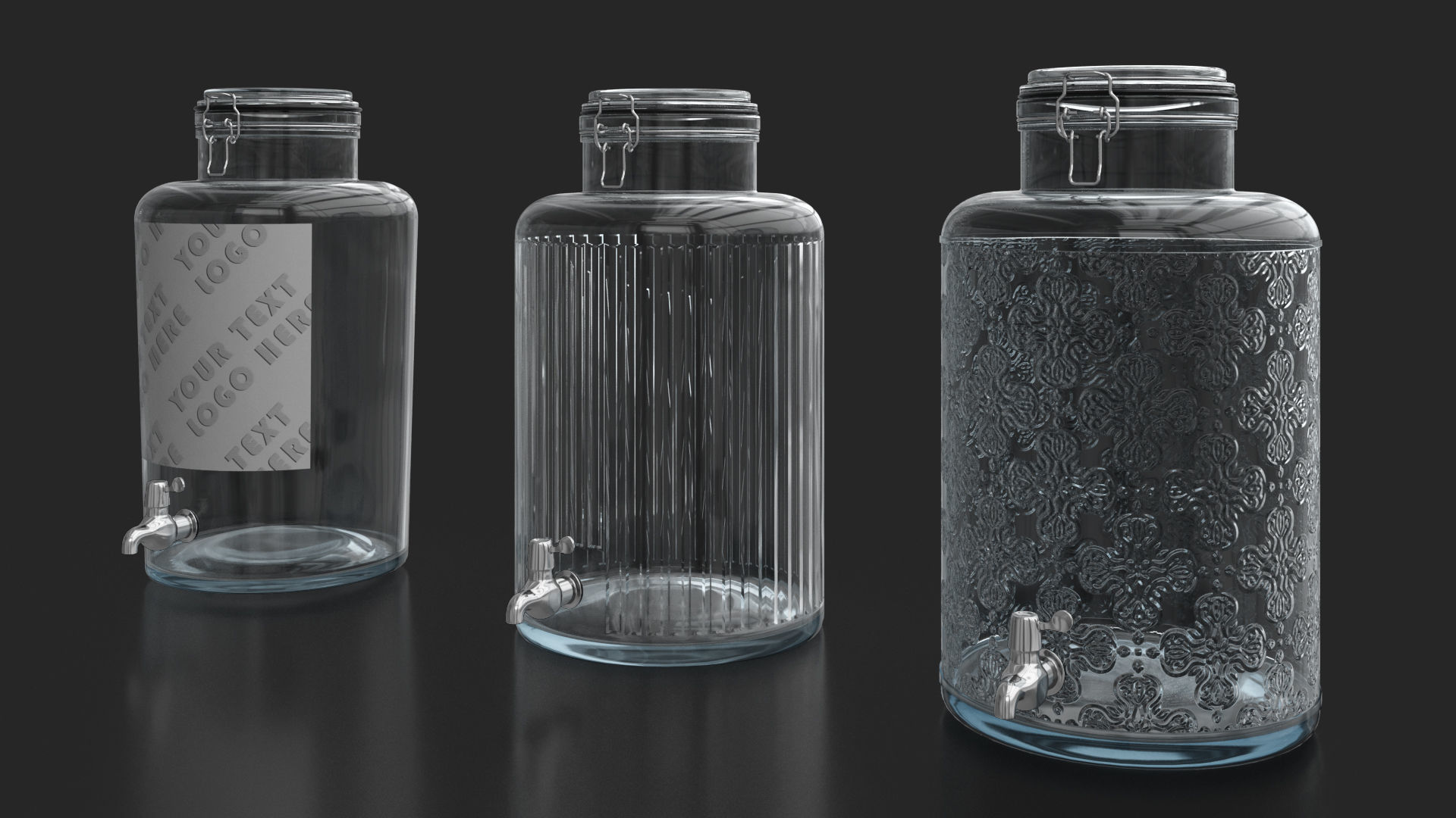 Glass jars  dispensers with a tap and lemonade 3D model_2