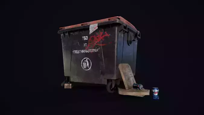 Urban Old Trash Can  Low-poly 3D model PBR Textures Low-poly 3D model