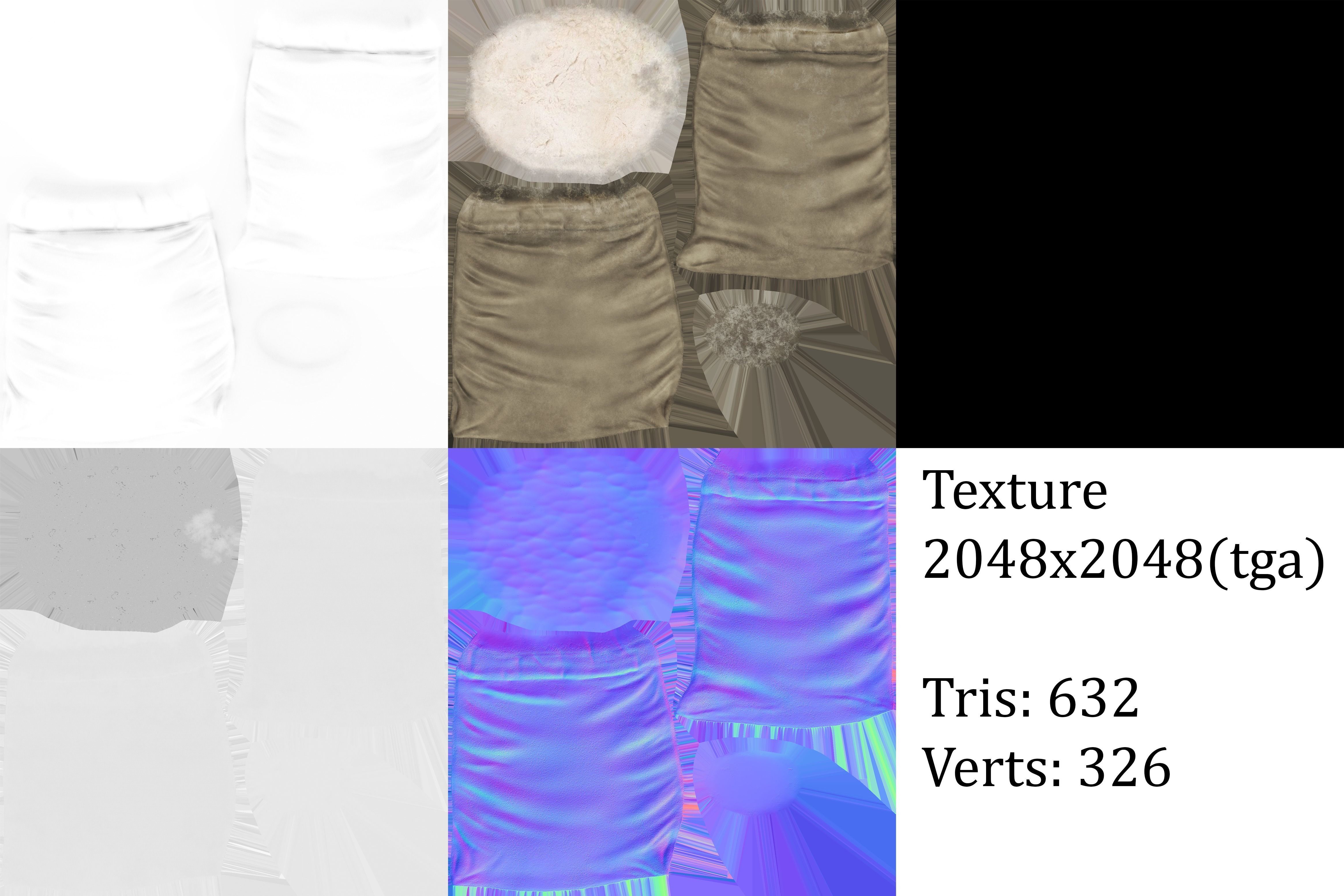 Sack of Flour Low-poly 3D model_5