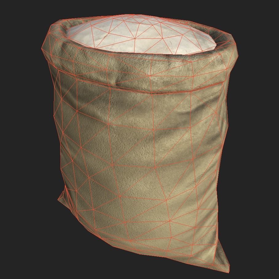 Sack of Flour Low-poly 3D model_4