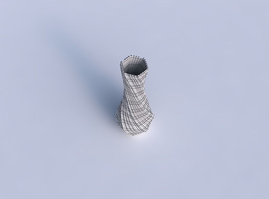 Vase twisted larger opening hexagon with strange tiles 3D print model_6