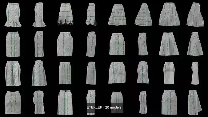 ETEKLER different skirts 3D Model Collection