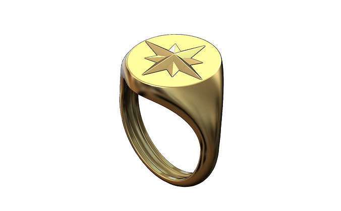 Signet compass ring 3D print model