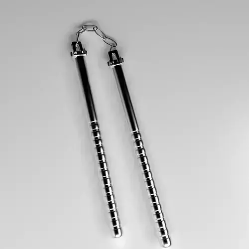 Nunchucks two samurai swords 3D model