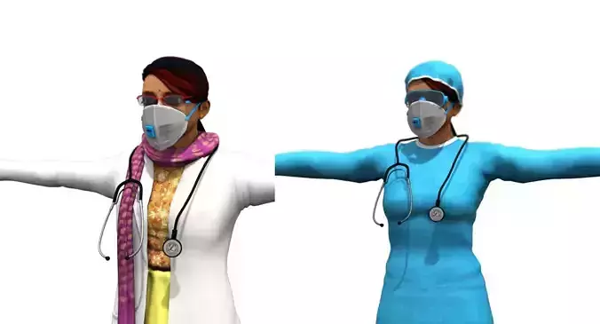 indian young girl doctor 3d model
