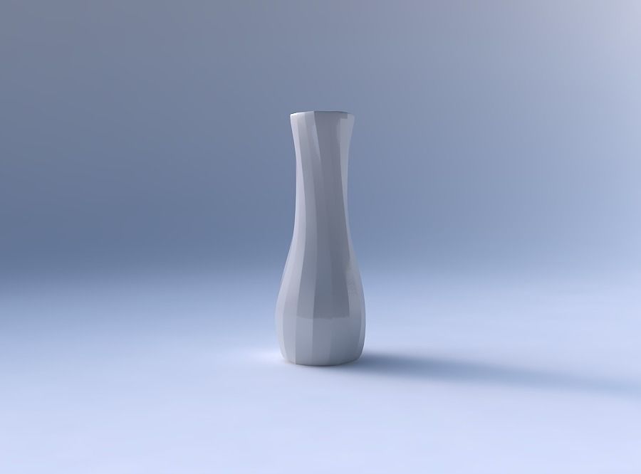 Vase twisted larger opening hexagon with twisted bands 3D print model_4