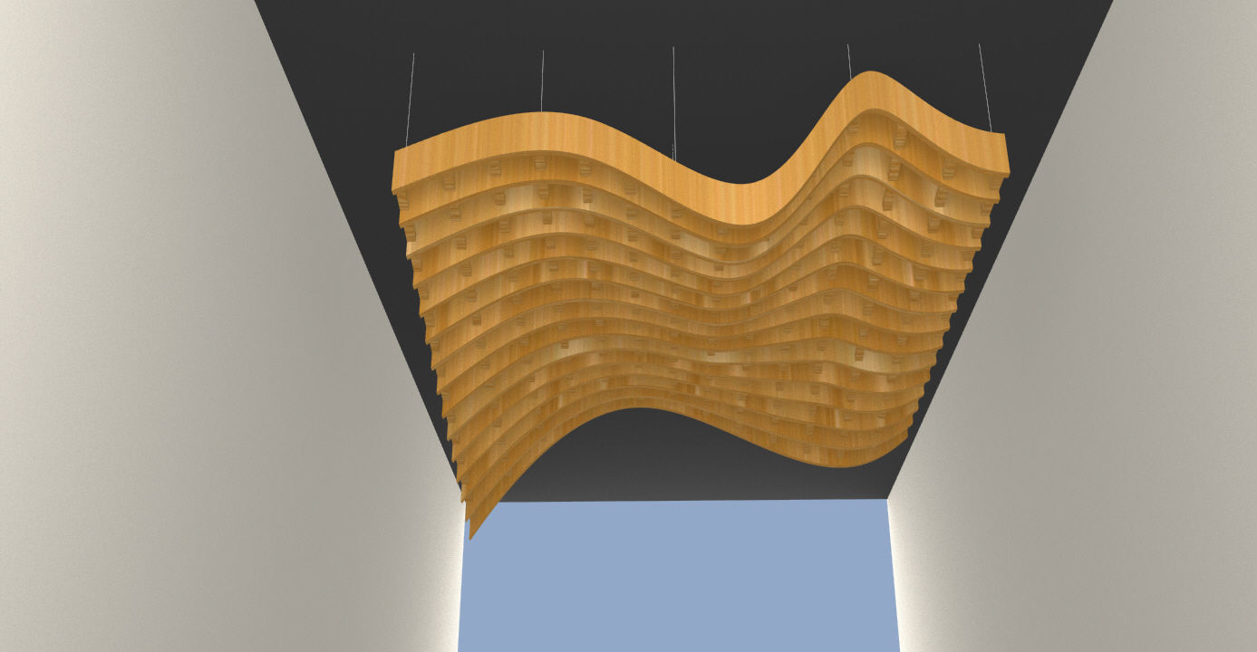 Parametric Wavy Wooden Suspended Ceiling with Grasshopper 3D model_6