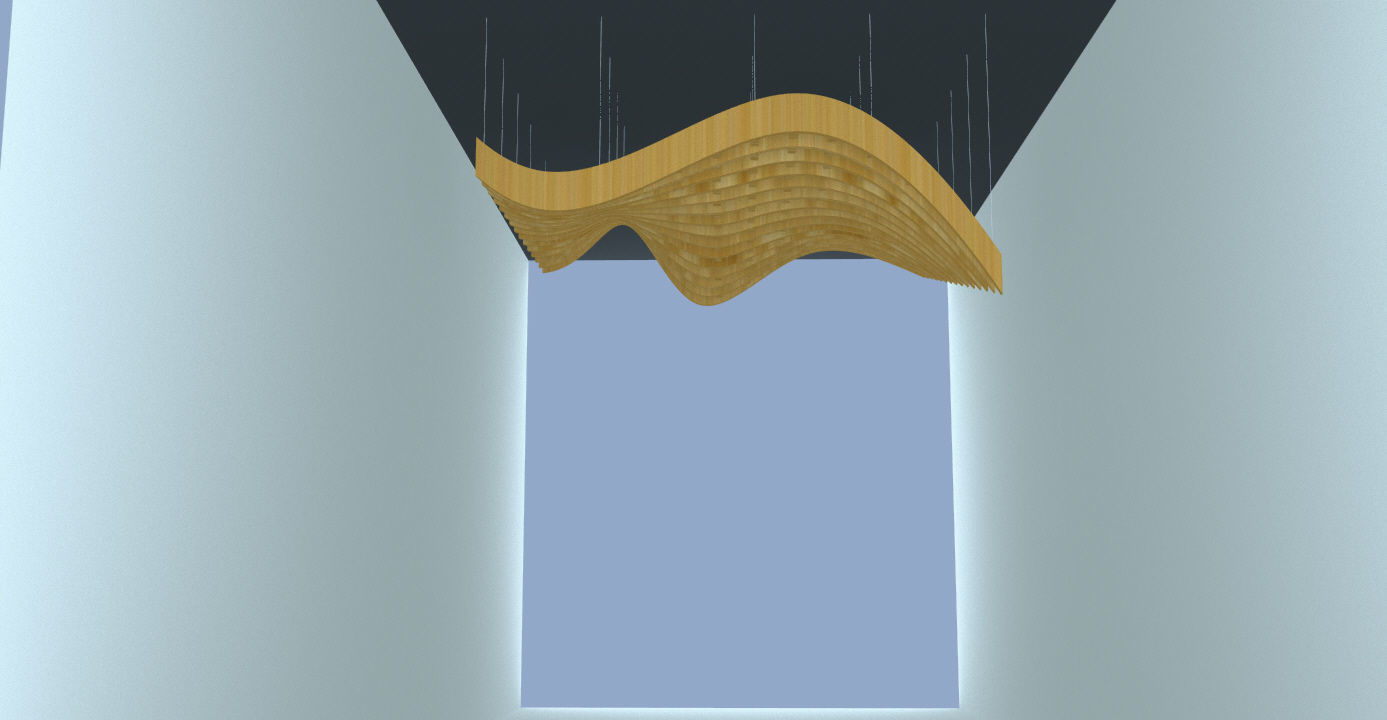 Parametric Wavy Wooden Suspended Ceiling with Grasshopper 3D model_1