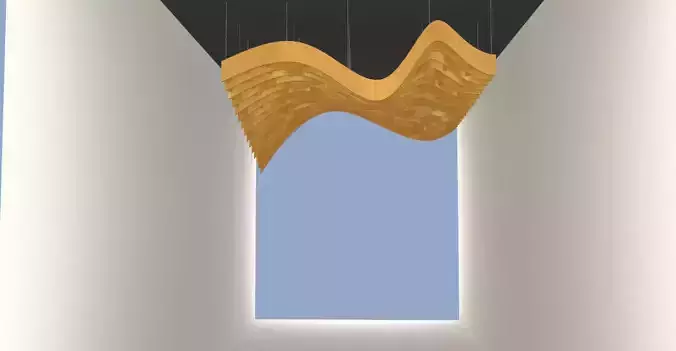 Parametric Wavy Wooden Suspended Ceiling with Grasshopper 3D model