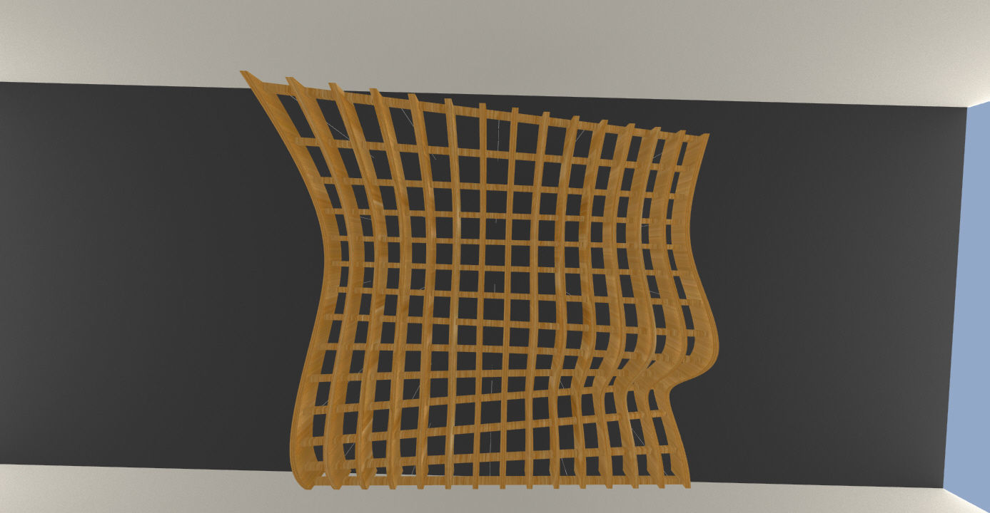 Parametric Wavy Wooden Suspended Ceiling with Grasshopper 3D model_9