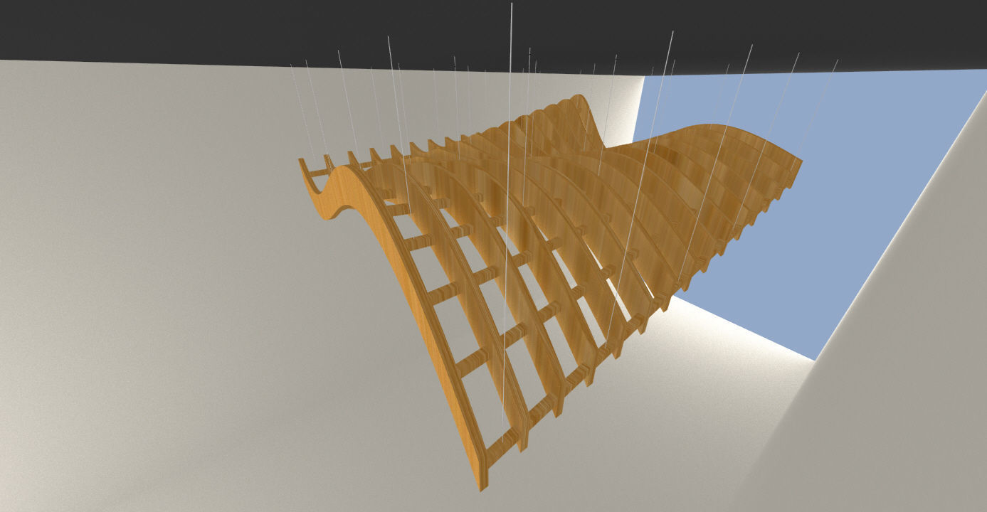 Parametric Wavy Wooden Suspended Ceiling with Grasshopper 3D model_11