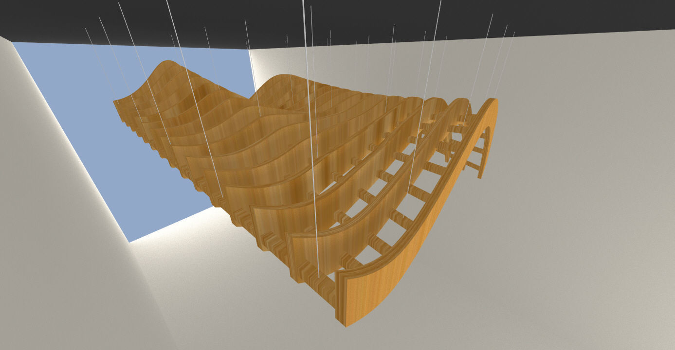 Parametric Wavy Wooden Suspended Ceiling with Grasshopper 3D model_12