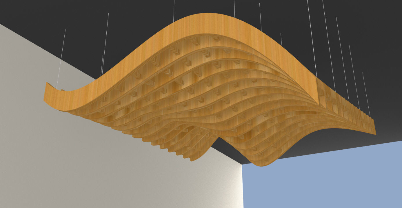 Parametric Wavy Wooden Suspended Ceiling with Grasshopper 3D model_4