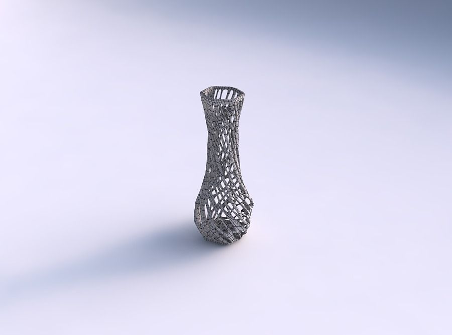 Vase twisted larger opening hexagon with twisted organic lattice 3D print model_5