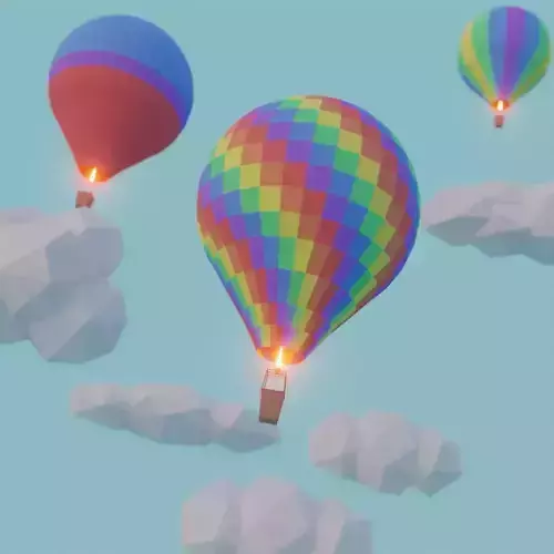 Low Poly Hot Air Balloon Low-poly 3D model