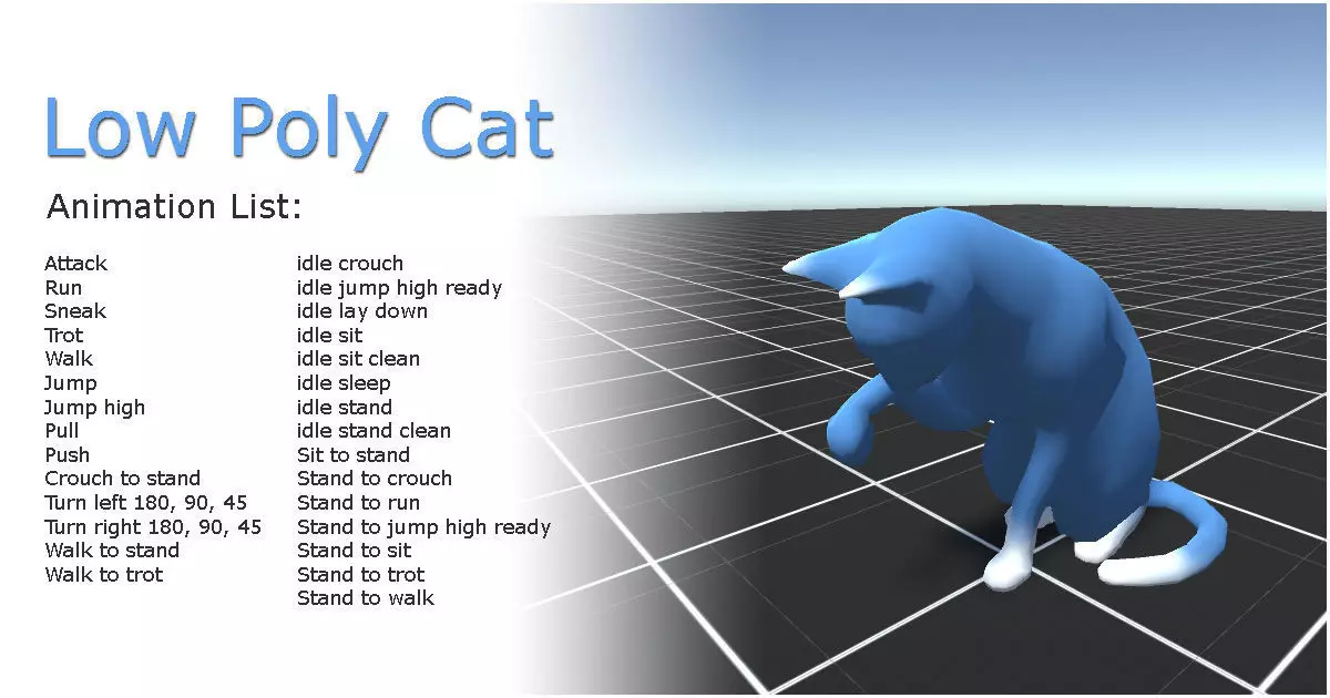 Cat low poly - animated 3D model Low-poly 3D model_0