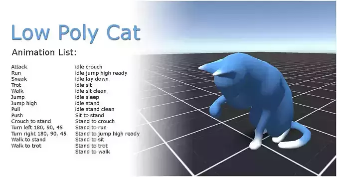 Cat low poly - animated 3D model Low-poly 3D model
