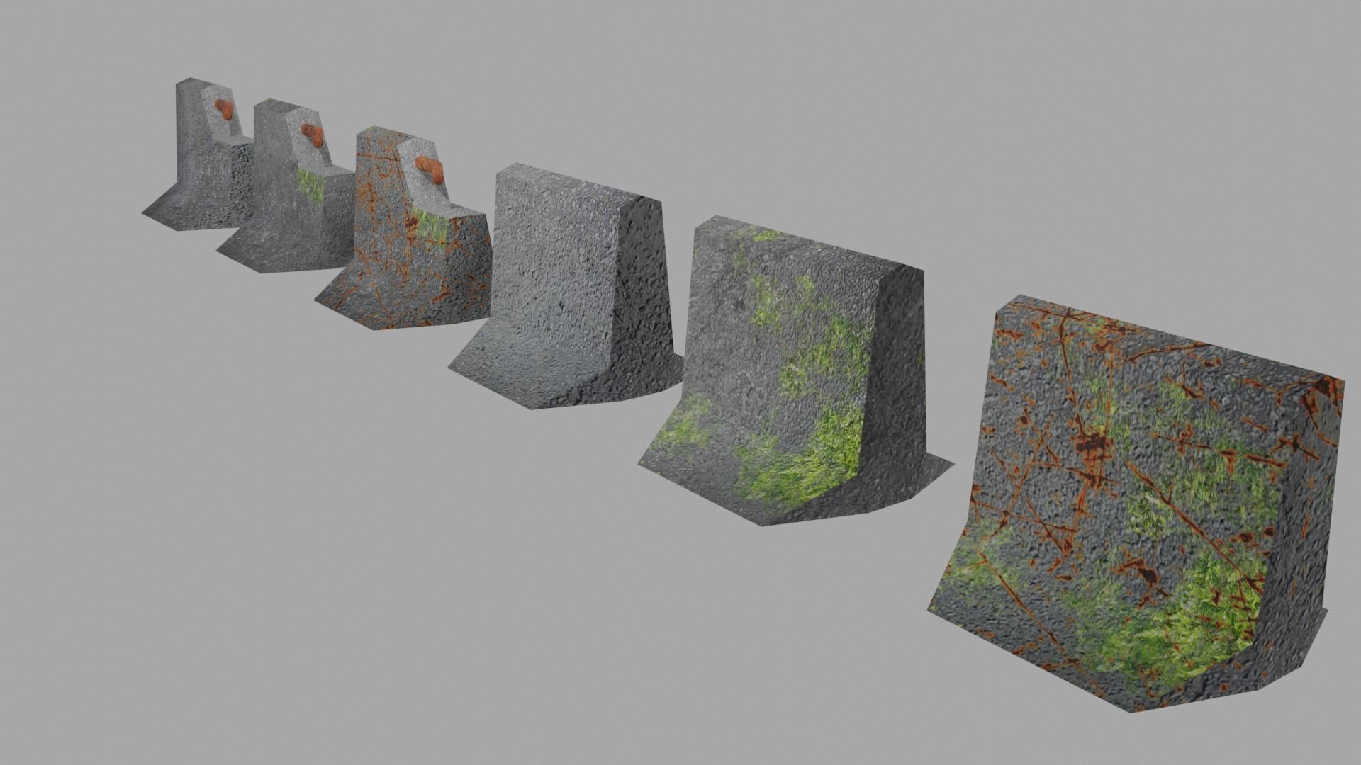 Concrete Barrier Type 1 Low-poly 3D model_1