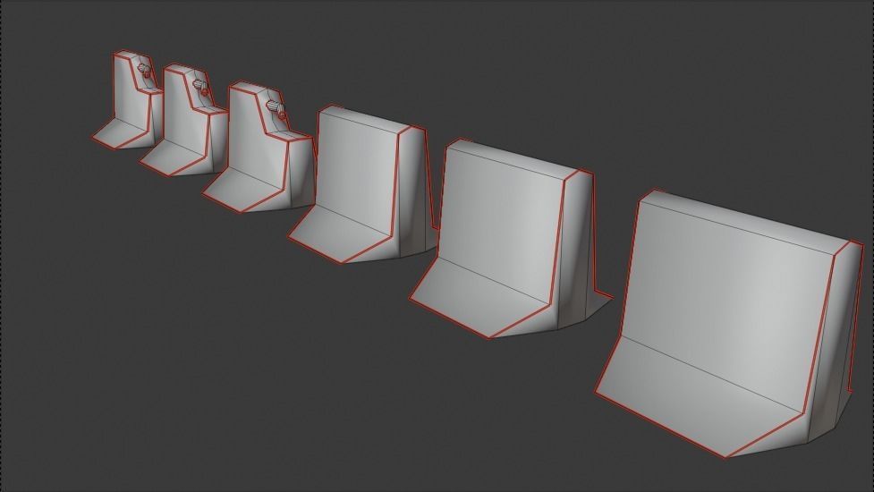 Concrete Barrier Type 1 Low-poly 3D model_2