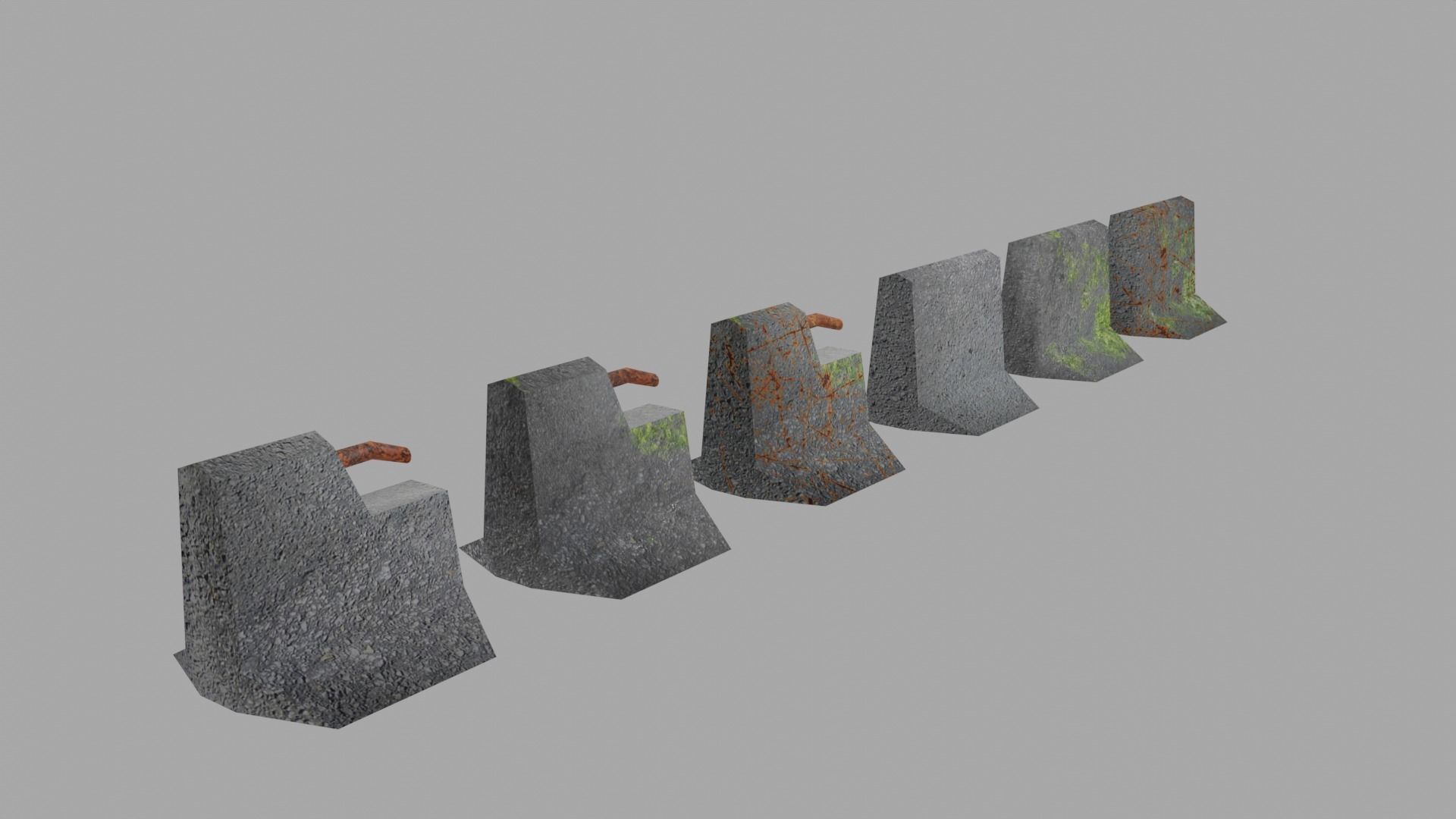 Concrete Barrier Type 1 Low-poly 3D model_3