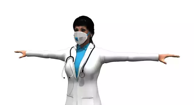 indian young woman doctor 3d model