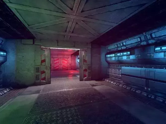 Scifi Corridor 3d Modules with doors Low-poly 3D model