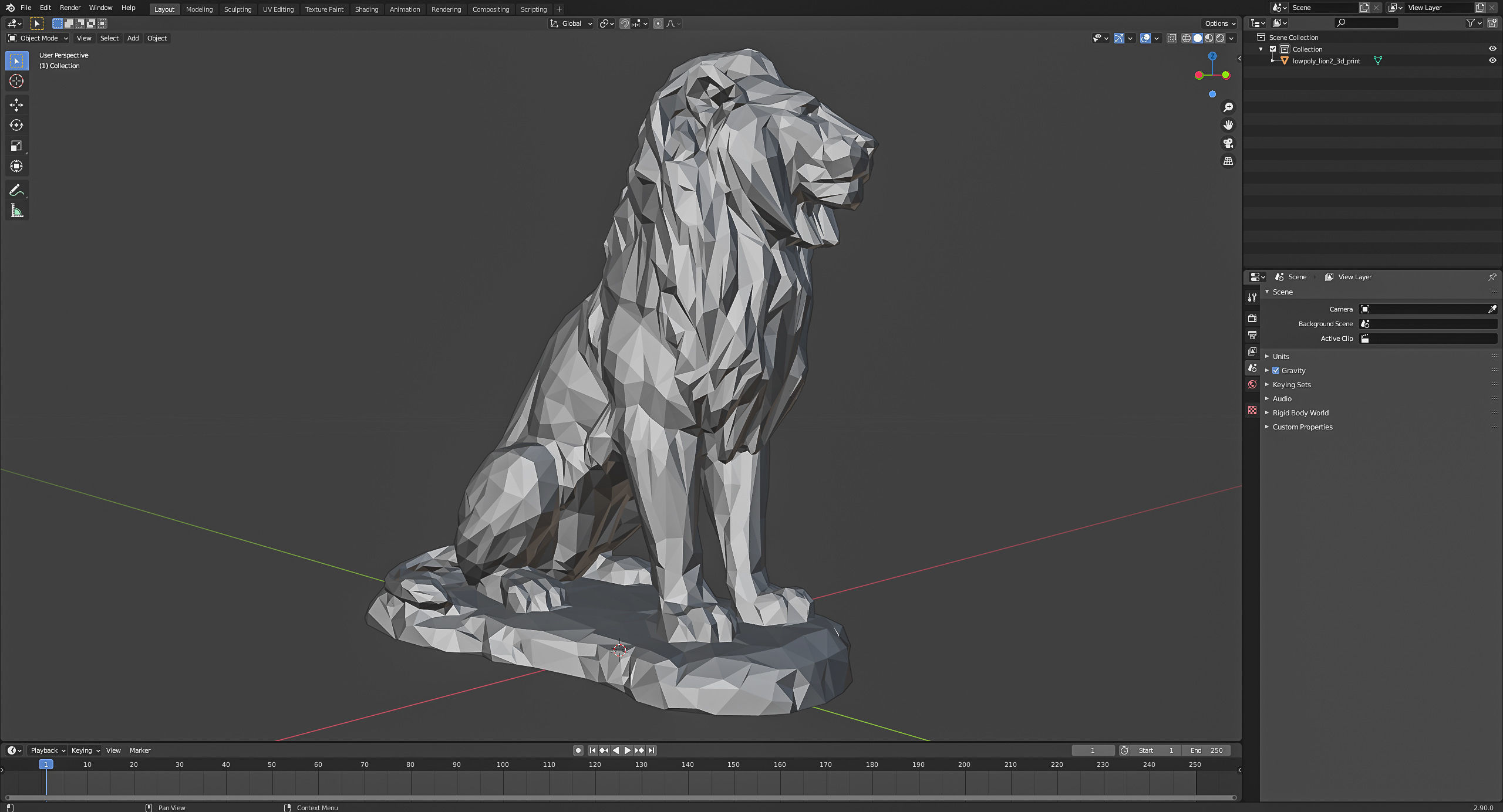 Low poly Lion 2 Papercraft Decorative Sculpture 3D print model_22