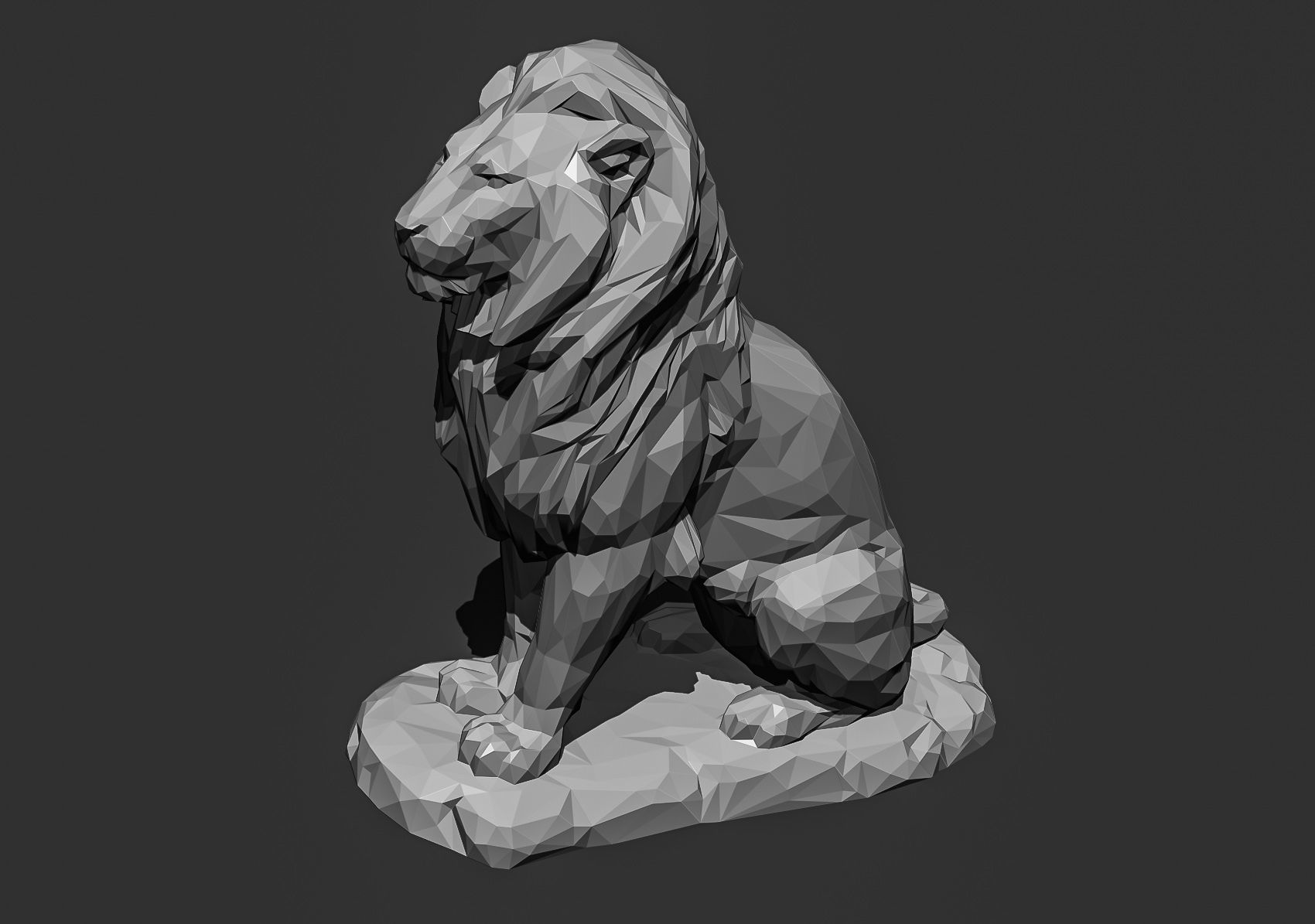 Low poly Lion 2 Papercraft Decorative Sculpture 3D print model_13