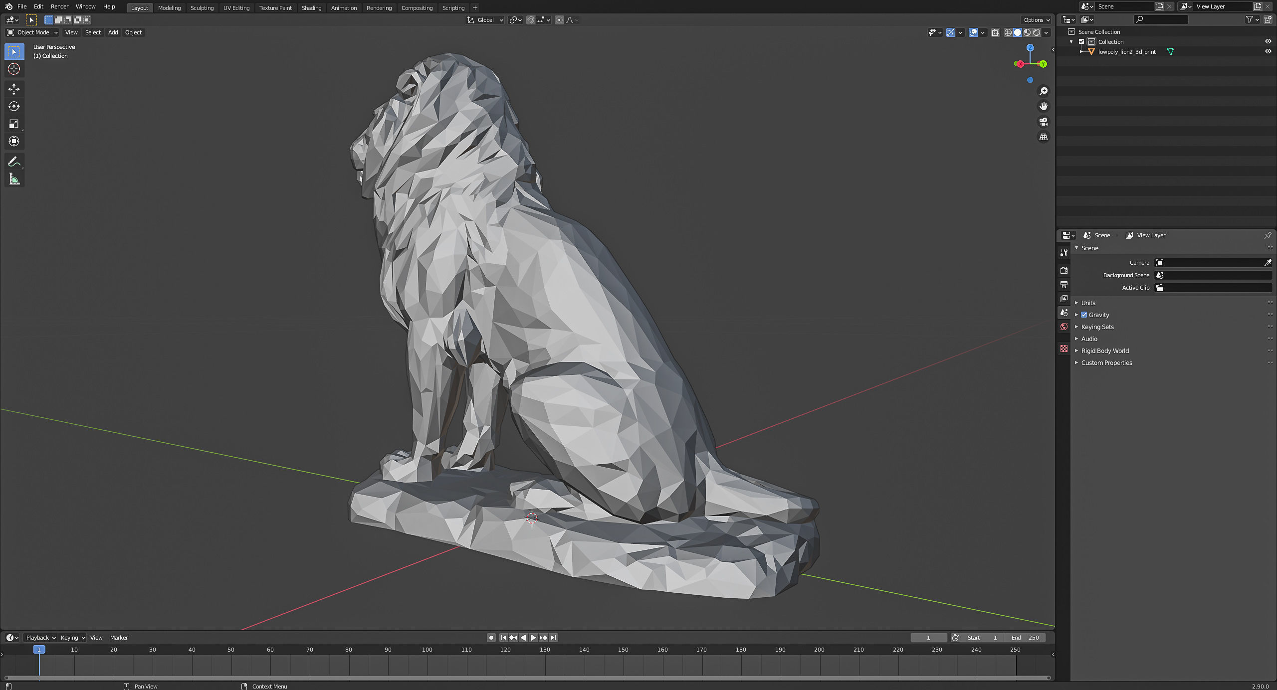 Low poly Lion 2 Papercraft Decorative Sculpture 3D print model_21