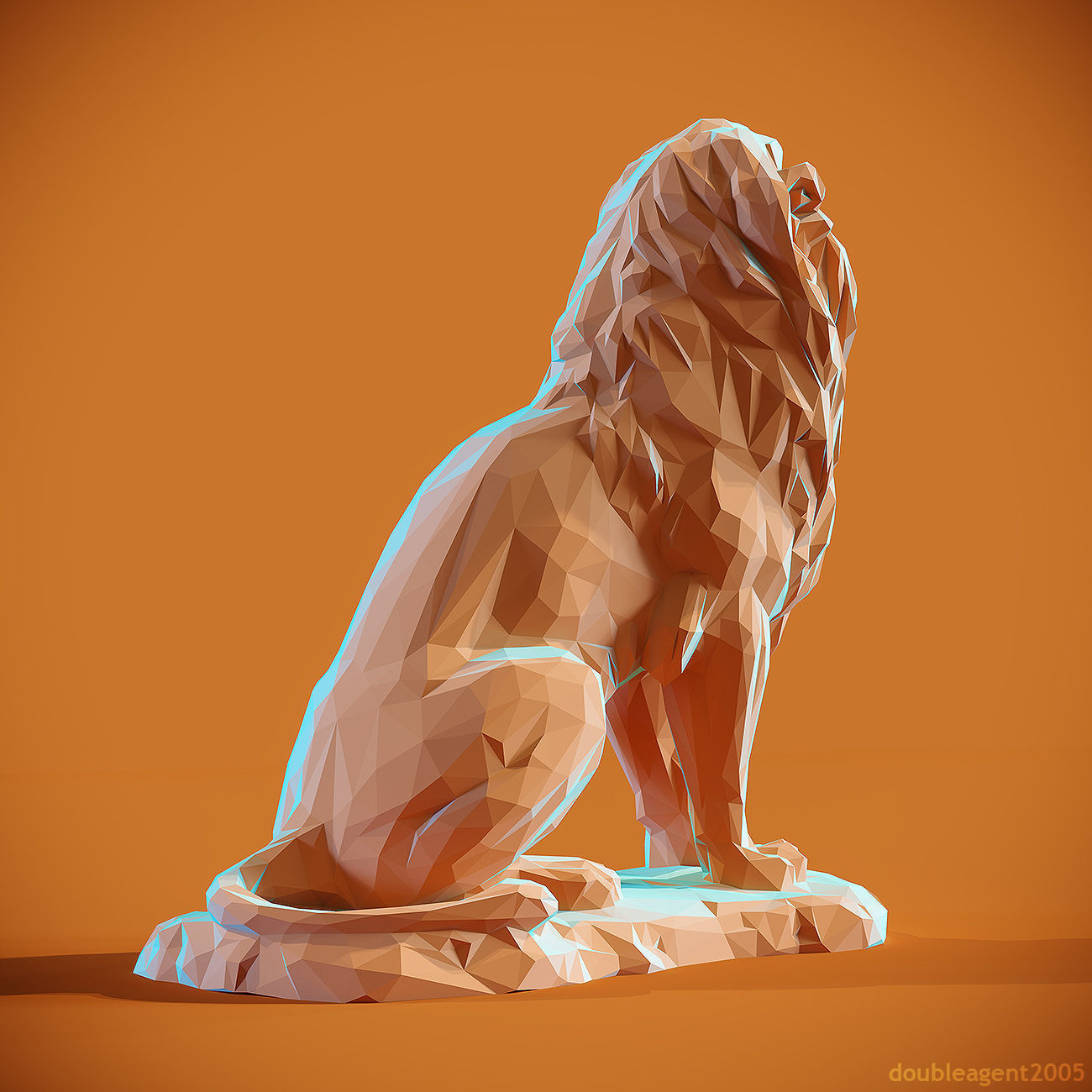 Low poly Lion 2 Papercraft Decorative Sculpture 3D print model_5
