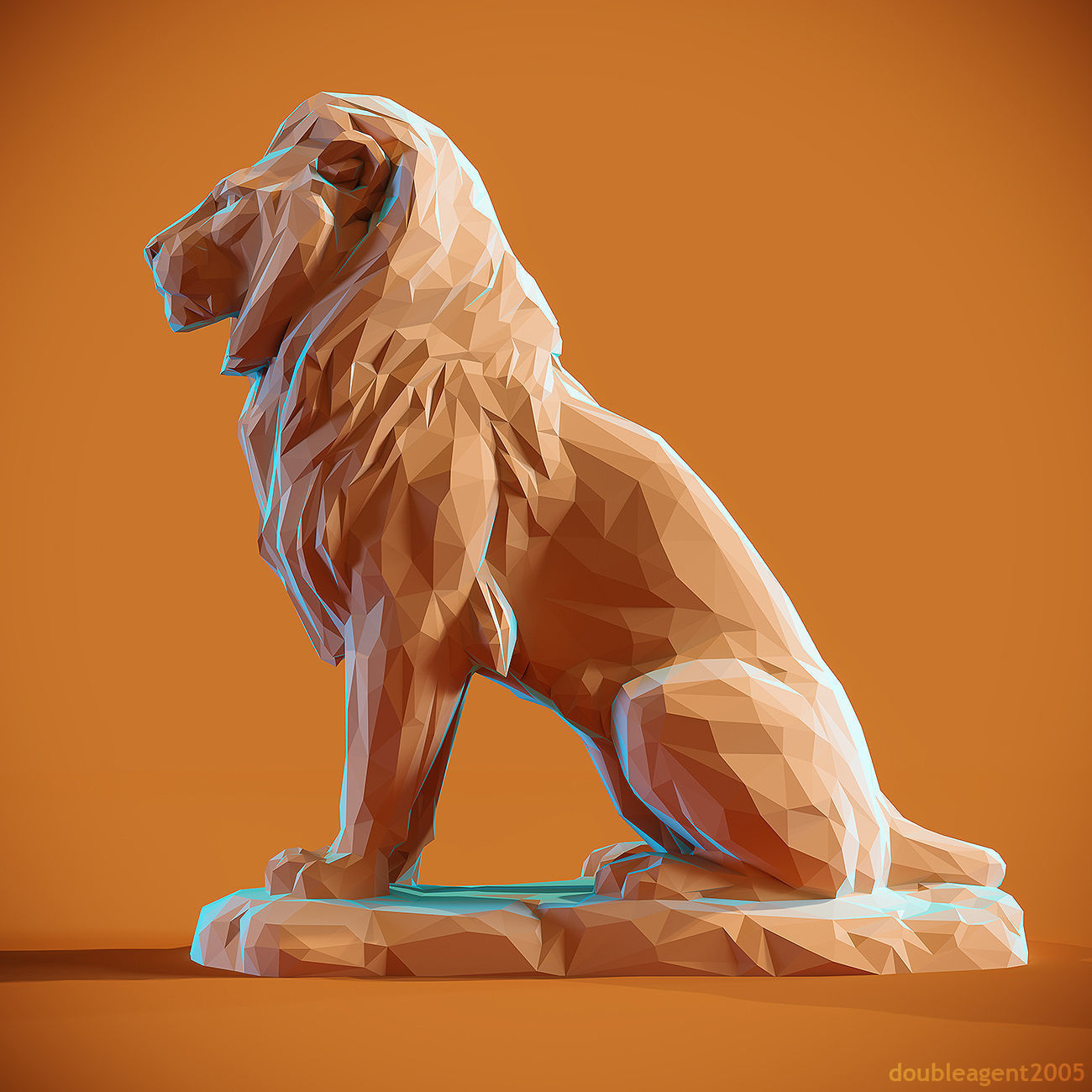 Low poly Lion 2 Papercraft Decorative Sculpture 3D print model_3