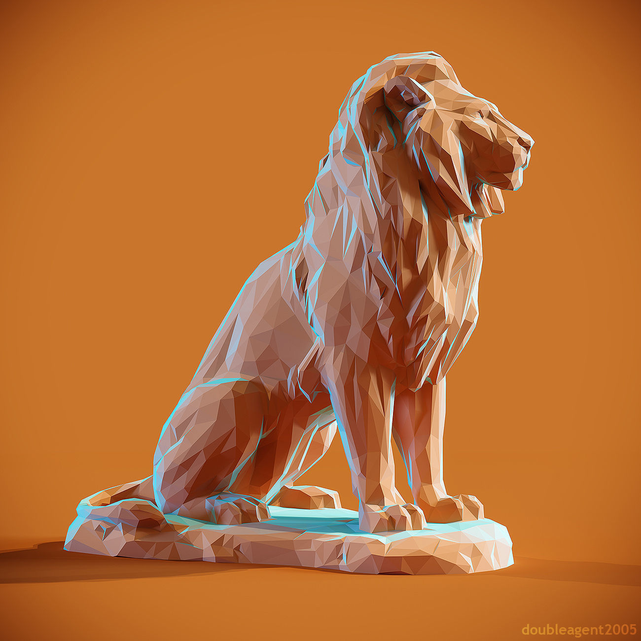 Low poly Lion 2 Papercraft Decorative Sculpture 3D print model_1