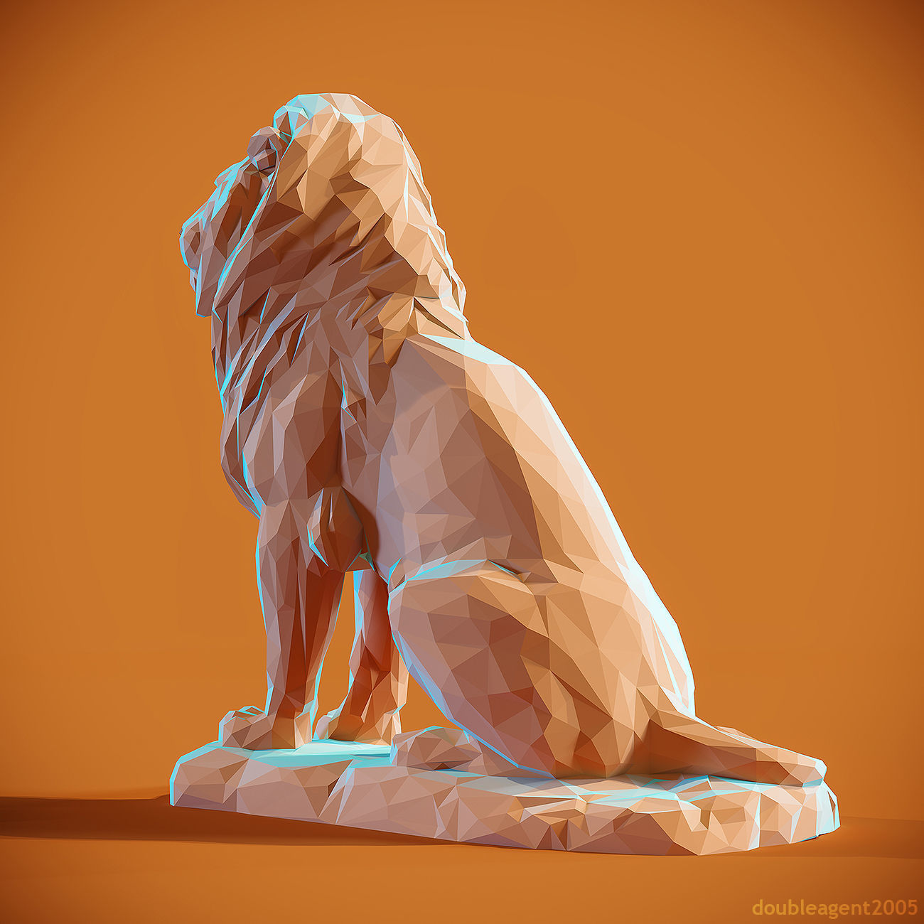 Low poly Lion 2 Papercraft Decorative Sculpture 3D print model_4