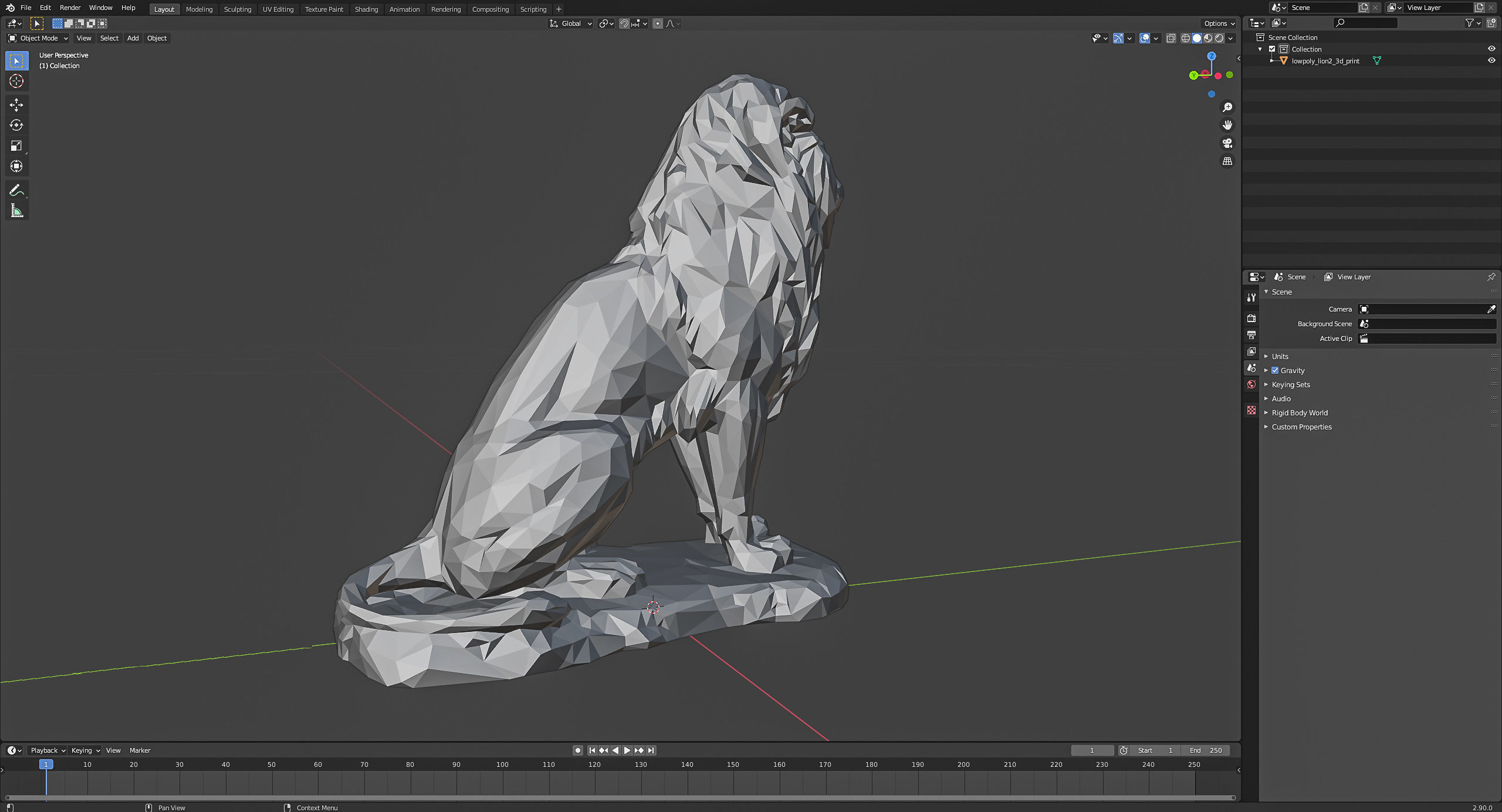 Low poly Lion 2 Papercraft Decorative Sculpture 3D print model_25