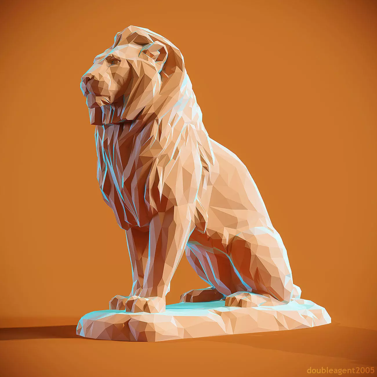 Low poly Lion 2 Papercraft Decorative Sculpture 3D print model_0