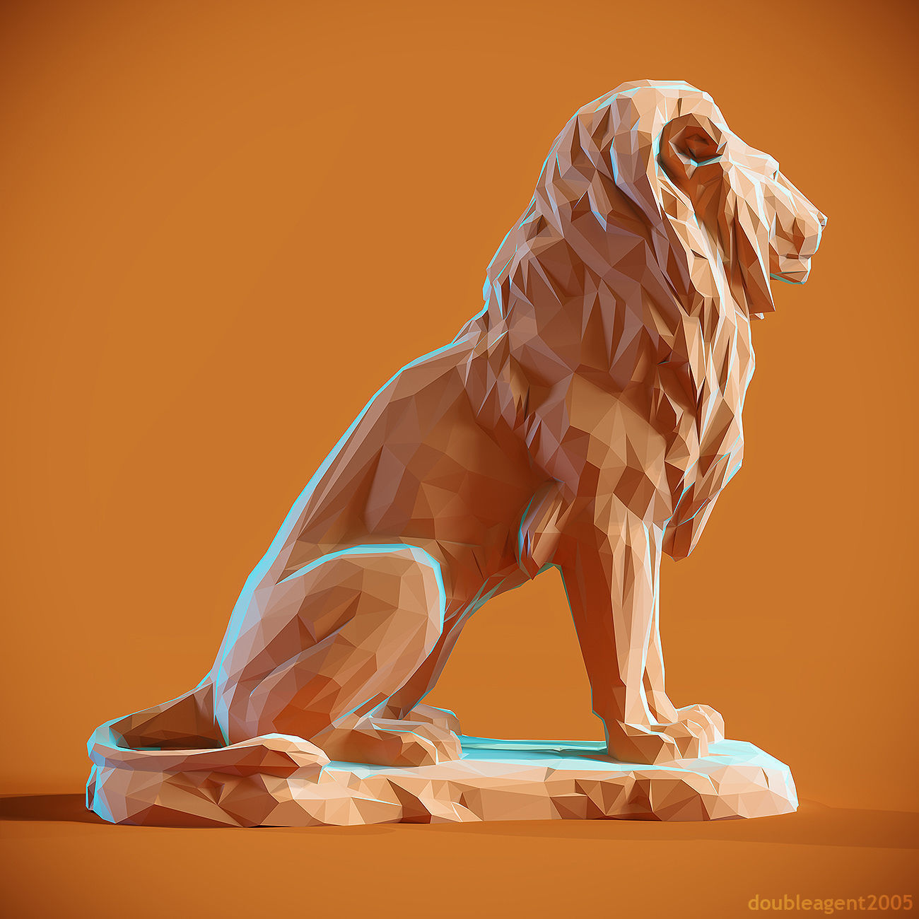 Low poly Lion 2 Papercraft Decorative Sculpture 3D print model_2