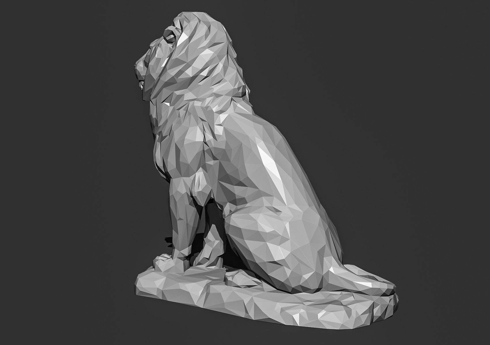 Low poly Lion 2 Papercraft Decorative Sculpture 3D print model_10