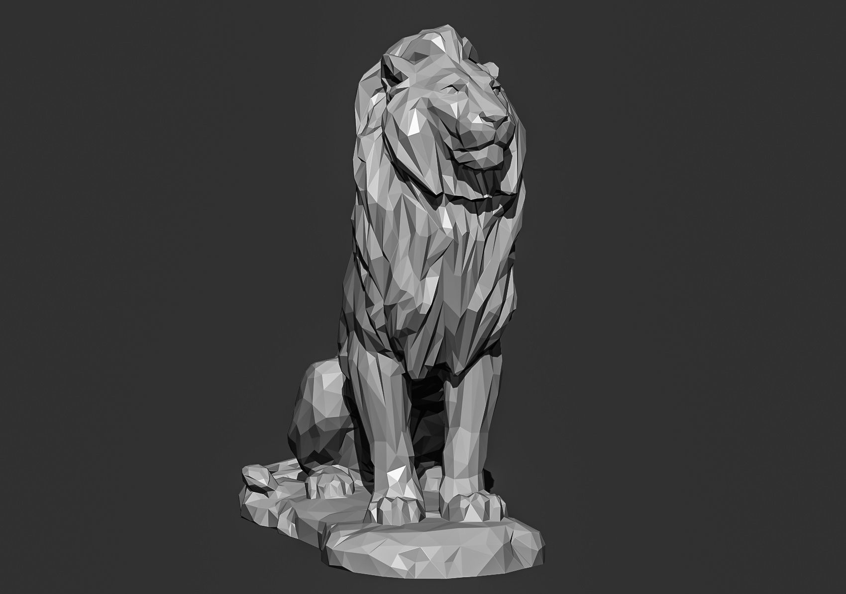 Low poly Lion 2 Papercraft Decorative Sculpture 3D print model_9