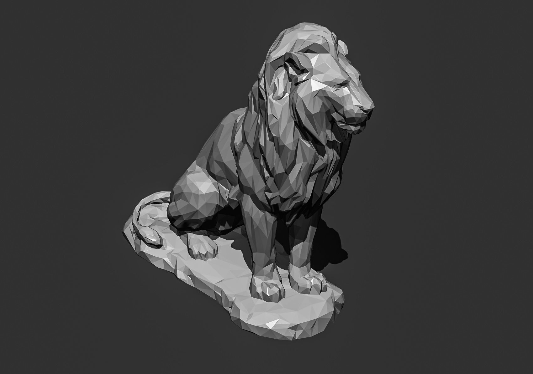 Low poly Lion 2 Papercraft Decorative Sculpture 3D print model_16