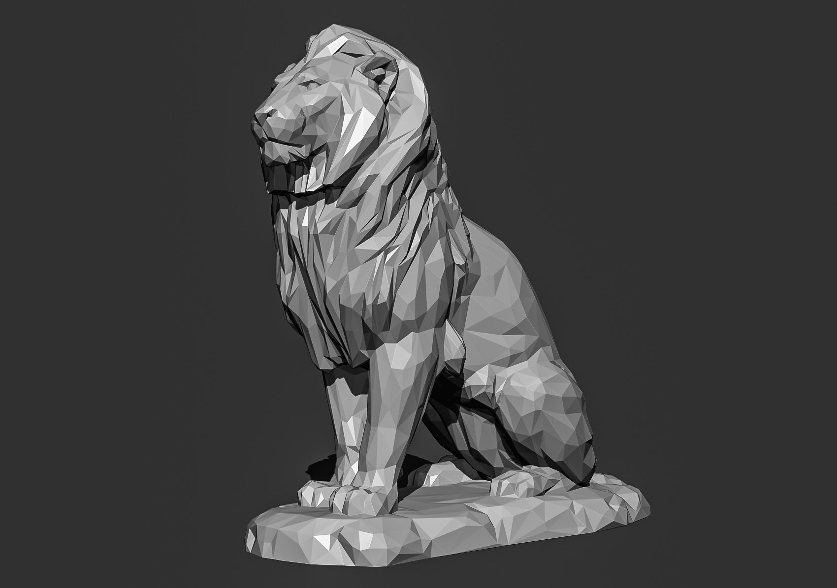 Low poly Lion 2 Papercraft Decorative Sculpture 3D print model_14
