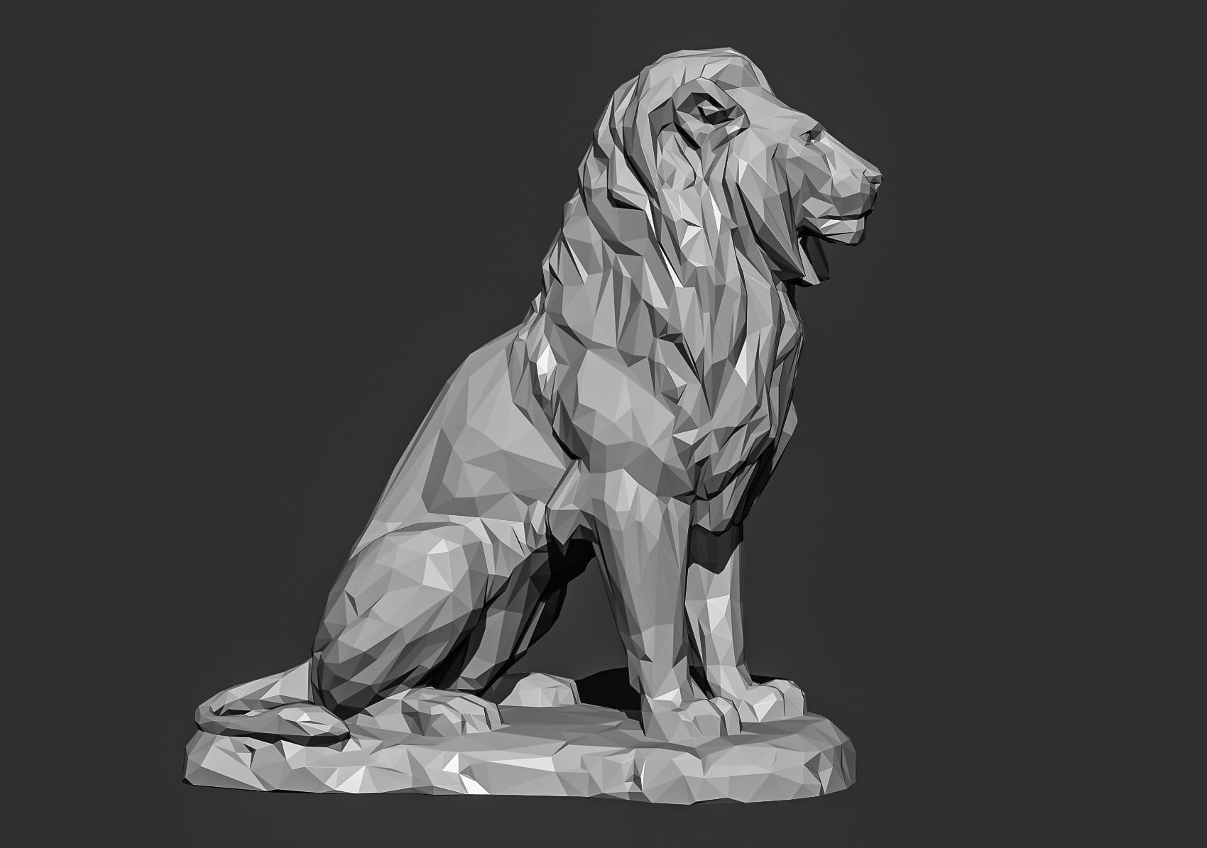 Low poly Lion 2 Papercraft Decorative Sculpture 3D print model_8
